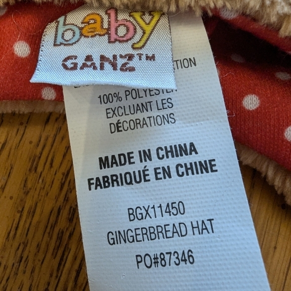 Christmas baby gift Cute soft Ganz Gingerbread Plush Hat NWT - Picture 3 of 4